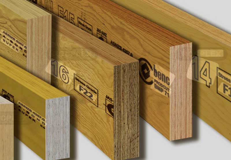 LVL lumber beams used for structural framing